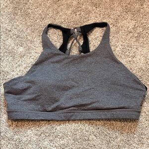 lululemon athletica Gray High-Neck Sports Bra with Knotted Racerback